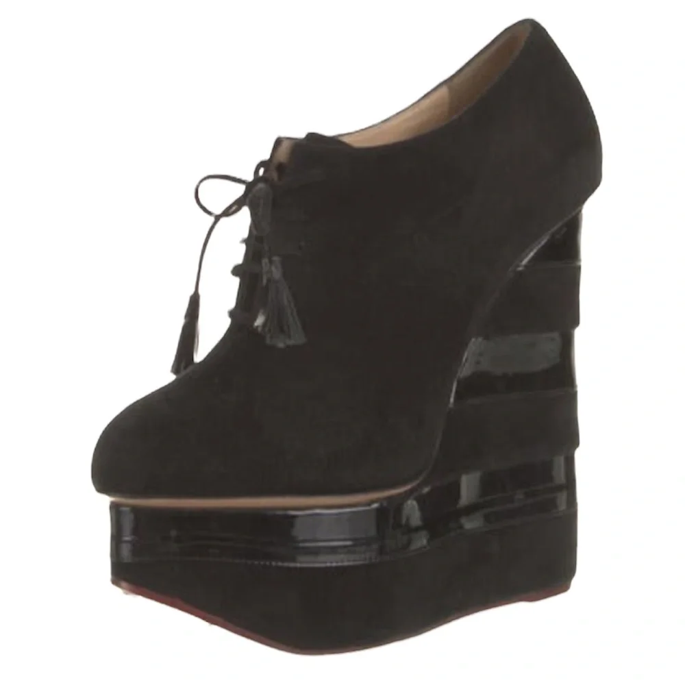 Charlotte Olympia Dark Academia Wednesday Adams Martha Wedge Oxfords